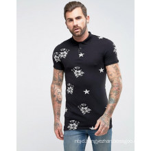 Floral Star Print Longline Extreme Muscle Polo